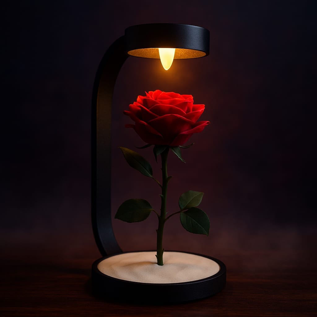 Solmayan gül LED mum kit — kişiye özel hediye paketi
